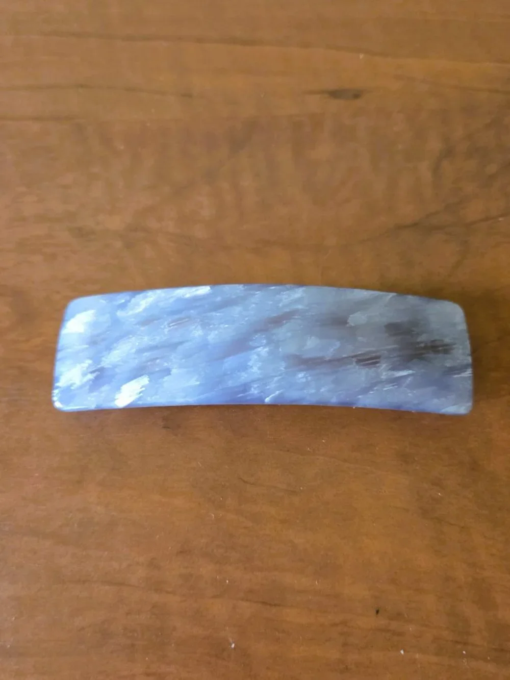 French Hair Barrette France Blue Pearl-like Design Rectangular  Made in France